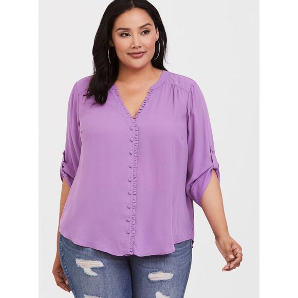 TORRID Harper - Lavender Ruffle Georgette Blouse, Size 5 - Picture 1 of 9